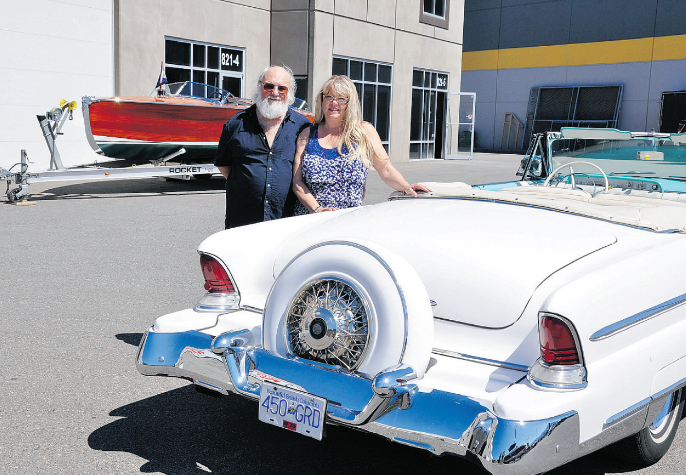 Sam and Patty Bronstein love their '55 Lincoln Capri convertible equipped with its continental kit.